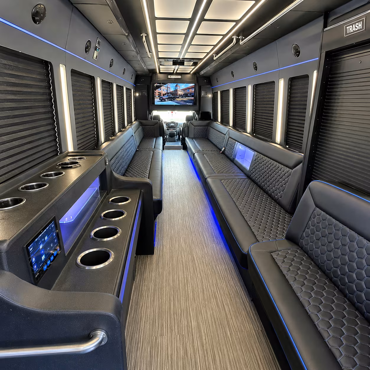 Oklahoma City Sporting Event Transportation party bus interior